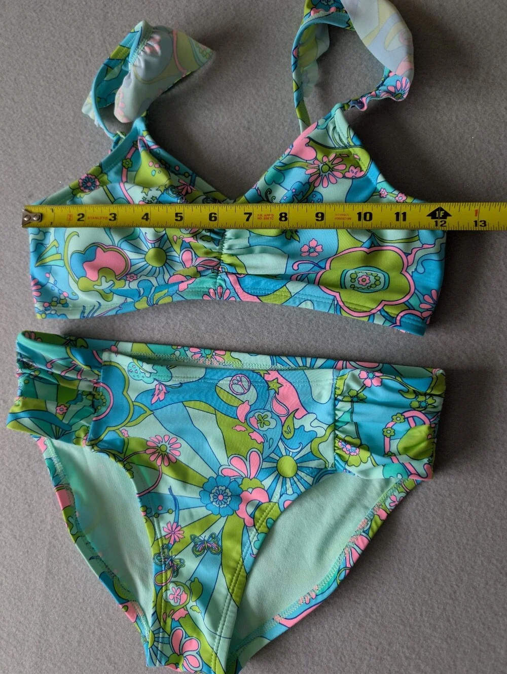 Girls Hippie Boho Chic Swimsuit Bikini Padded Ruffle Scrunch Sz L 12/14